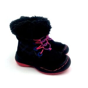 Jambu Baby Boots Size 5M Girls Black Zipper Winter Faux Fur Suede Leather